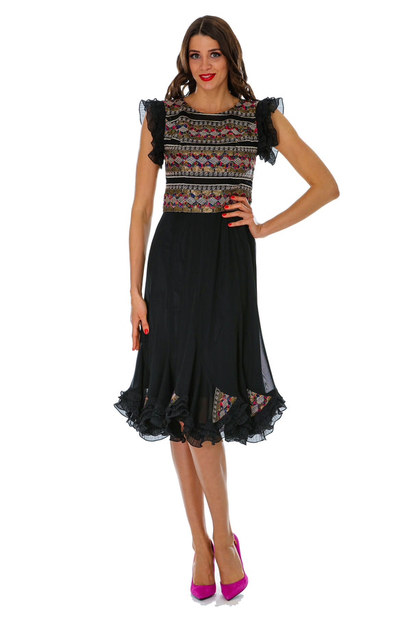 Rochie tul negru cu dantela M-58